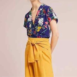 Maeve by Anthropologie Bateau Floral Tie Front Button Down Shirt